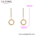 E-665 xuping simples boucles d&#39;oreilles pendantes en strass avec strass design en acier inoxydable 24K